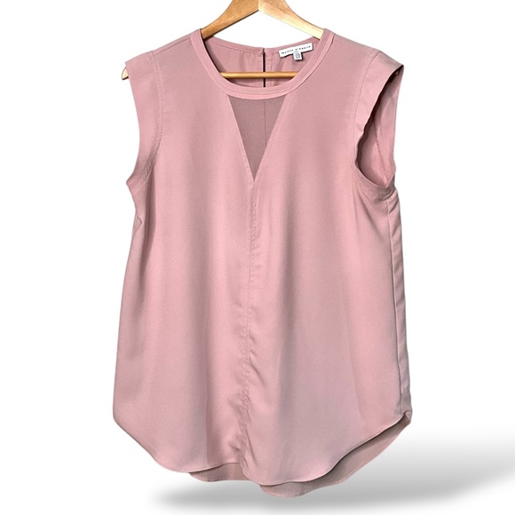ANTHROPOLOGIE Maison d’Amelie Pink Sleeveless Blouse Hi-Lo Hem Sz M - Picture 3 of 10